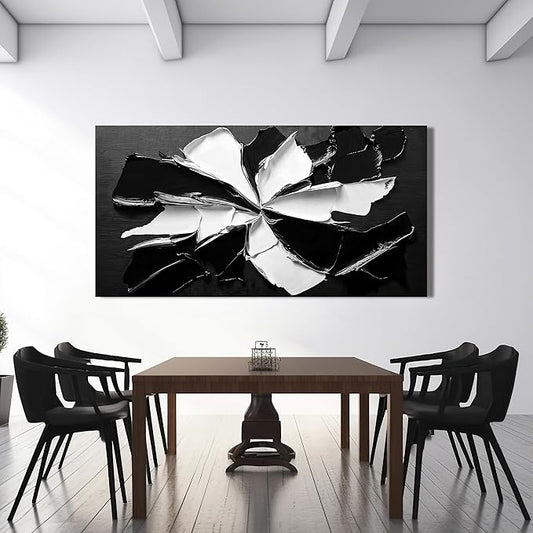 Abstract Wall Art Decorations Modern Large Wall Art for Living Room Abstract Canvas Art Wall Decor Oversized Black and White Wall Art Prints Flowers Artwork for Walls Office Home Decor 29" X 58"