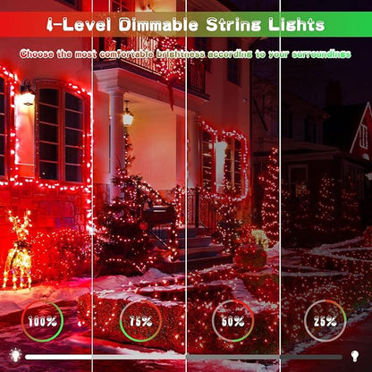 JMEXSUSS 200 LED String Lights Outdoor for Halloween Decor, Red & Green Christmas Lights Clear Wire, 11 Modes Connectable Twinkle String Lights Plug in for Christmas Halloween Garden Home Decorations
