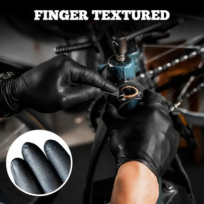 TitanFlex Disposable Nitrile Exam Gloves, 6-mil, Black, Heavy Duty Disposable Gloves, Cooking Gloves, Latex Free, Powder Free