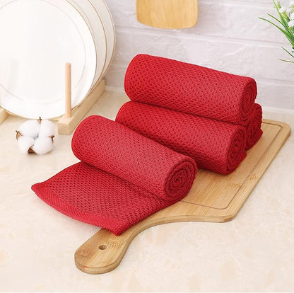 Kitinjoy 100% Cotton Waffle Weave Kitchen Towels, 8-Pack Super Soft and Absorbent Dish Towels for Drying Dishes, Kitchen Hand Towels, 13 in x 28 in, Red