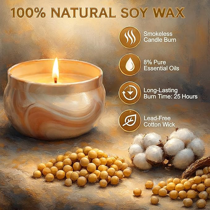 Candles, 8 Pack Artistic Floral & Fruity Candle Gift Set for Women, Paris-Inspired Oil Painting Gift Box, Scented Soy Wax Aromatherapy Candles, Beautiful Valentines Holiday Gifts for Cozy Home Décor