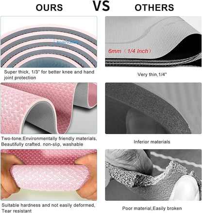 Yoga Mat 1/3 inch QMKGEC Exercise Mats 8mm TPE Non-Slip Extra Thick High-Density Eco Friendly for Yoga Workout Pilates Yoga Mats for Women Men