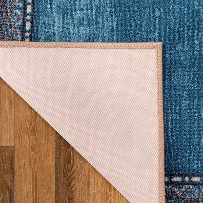 Antep Rugs Alfombras Bordered Modern 2x4 Non-Slip (Non-Skid) Low Pile Rubber Backing Kitchen Area Rug (Turquoise Blue, 2'3" x 4')