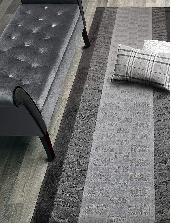 Custom Cut Hallway Runner Rug, Slip Resistant, 31 Inch Wide X Your Choice of Length, Zebra Anthracite, 31 Inch X 19 feet