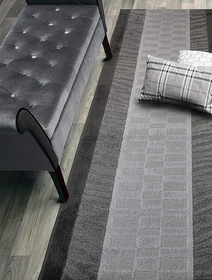 Custom Cut Hallway Runner Rug, Slip Resistant, 31 Inch Wide X Your Choice of Length, Zebra Anthracite, 31 Inch X 21 feet