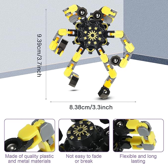 Junkin Funny Sensory Fidget Toy Bulk Transformable Chain Robot Finger Toys Fidget Spinners Stress Relief Fingertip Gyro Mechanical Spiral Spinner Valentine's Gift for Adult Kids(Classic,100 Pcs)