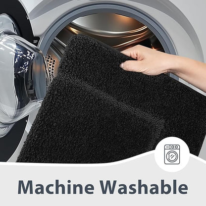 Bathroom Rugs 24" x 60", Non-Slip Extra Soft Absorbent Bath Rugs, Machine Washable Quick Dry Bath Mats for Bathroom Floor, Shower, Bathtub and Sink, Black