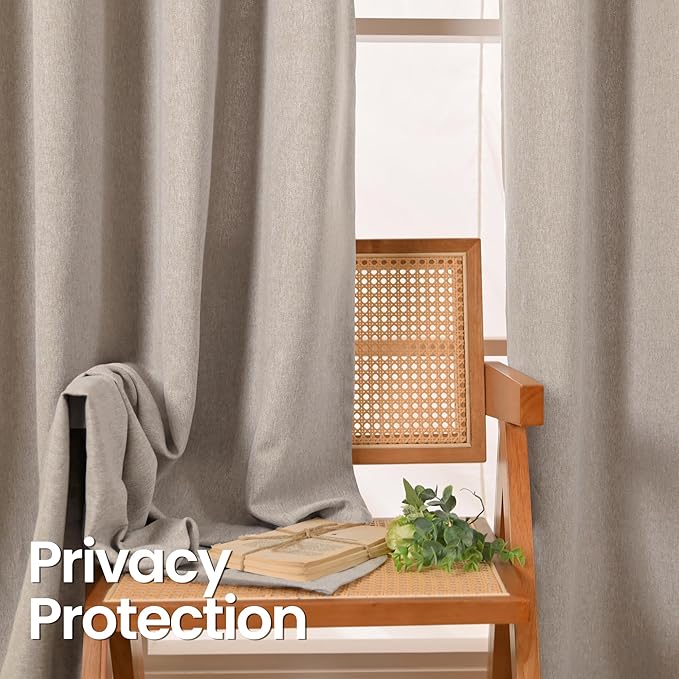 BGment Privacy Linen Curtains for Bedroom 72 Inch Length 2 Panels, Taupe Textured Window Curtain Drapes Thick Light Filtering for Living Room Farmhouse Office Non See Through, Each 52 Inch Wide