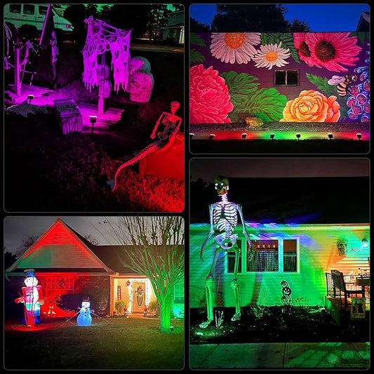 WELALO Solar Color Changing Spot Lights Outdoor, Waterproof Solar Christmas Lights with 7 Modes, Multicolor RGB Landscape Spotlights for Garden Yard Driveway Lawn Patio Pathway Decorations, 10 Pack