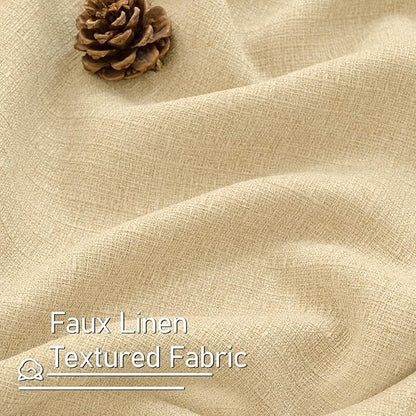 LAMIT Sand Linen Curtains 54 Inch Length for Bedroom, Grommet Light Filtering Linen Textured Window Drapes Privacy Burlap Rustic Panels for Kitchen/Living Room, 42 x 54 Inch, 2 Panels