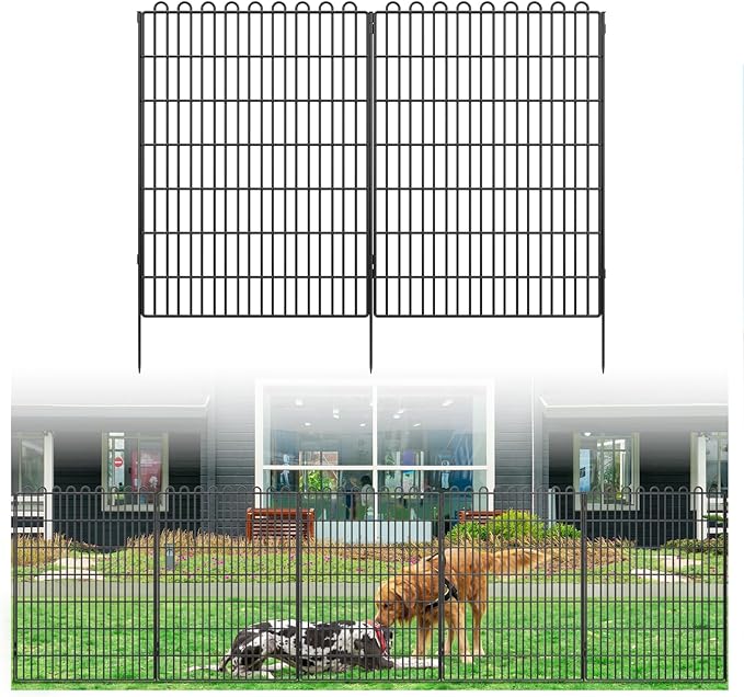 Decorative Garden Fence 10 Panels 23.6 ft(L) X 40 in(H) Animal Barrier for Yard, Patio, Garden Borders, No-Dig Outdoor Fencing with Rustproof Metal Panels, Temporary Ground Stakes for Dogs, Rabbit