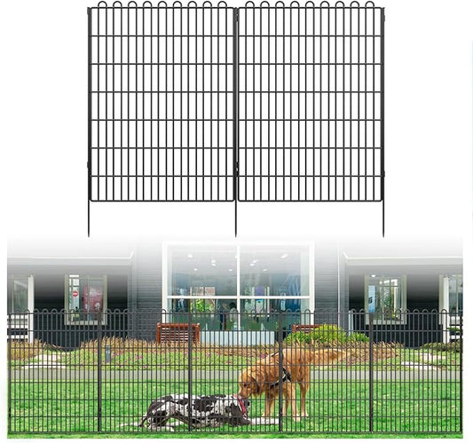 Decorative Garden Fence 10 Panels 23.6 ft(L) X 40 in(H) Animal Barrier for Yard, Patio, Garden Borders, No-Dig Outdoor Fencing with Rustproof Metal Panels, Temporary Ground Stakes for Dogs, Rabbit