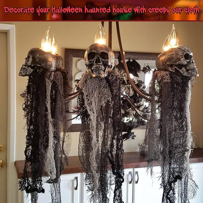 Legigo 6 Pack Halloween Creepy Cloths Cheesecloths, Spooky Black Mesh Fabric Cheese Cloths for Crafts, Scary Gauze Fabric for Party Supplies Home Wall Doorway Outdoor Yard Decor(6 Colors)