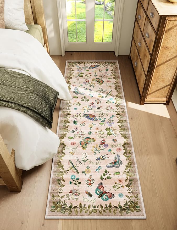 Machine Washable Runner Rugs for Entryway: 2'x6' Kitchen Rug Stain Resistant Non Slip Low Pile Soft Carpet Runners for Hallways Indoor Entryway Kitchen Living Room Bedroom Bedside Farmhouse