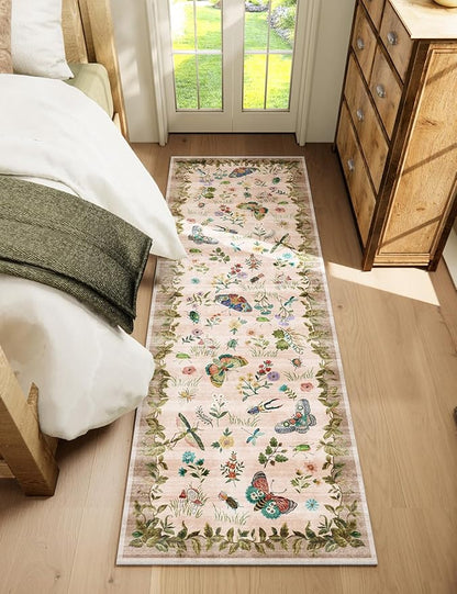 Machine Washable Runner Rugs for Entryway: 2'x6' Kitchen Rug Stain Resistant Non Slip Low Pile Soft Carpet Runners for Hallways Indoor Entryway Kitchen Living Room Bedroom Bedside Farmhouse