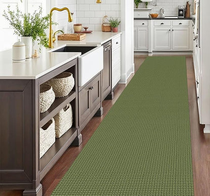 EARTHALL Runner Rug 3x14 Ft Washable Runners for Hallways Extra Long Woven Non Slip Entryway Runner Braided Kitchen Runner Indoor Outdoor Carpet Runners for Stair, Hall, Foyers, Green