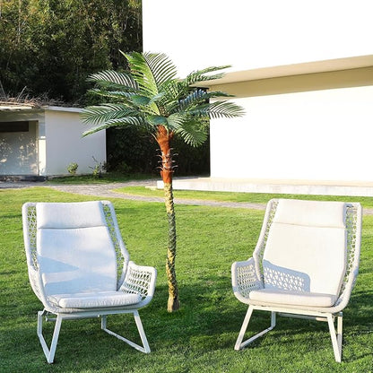 7Ft Artificial Sago Palm Tree Tall Fake Palm Plant with 12 Pcs Adjustable Leaves Tropical Decor Plastic Faux Tree in Pot Realistic Fake Plants for Home Indoor Office Patio Porch