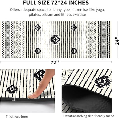 nuveti Yoga Mat Print Extra Thick TPE Non Slip Fitness Exercise Mat with Carrying Bag,72"x24" Extra Thick 6MM Exercise & Workout Mat for Yoga, Pilates Fitness and Floor Exercises
