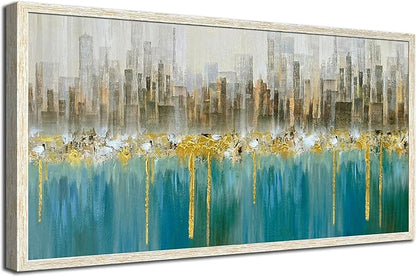 Ardemy Framed Wall Art Abstract Canvas Modern Gold Textured Wall Decor Living Room Painting Picture Artwork Bedroom Home Office, 40"x20"