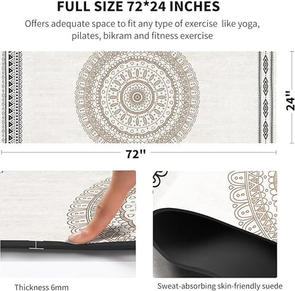 nuveti Yoga Mat Print Extra Thick TPE Non Slip Fitness Exercise Mat with Carrying Bag,72"x24" Extra Thick 6MM Exercise & Workout Mat for Yoga, Pilates Fitness and Floor Exercises
