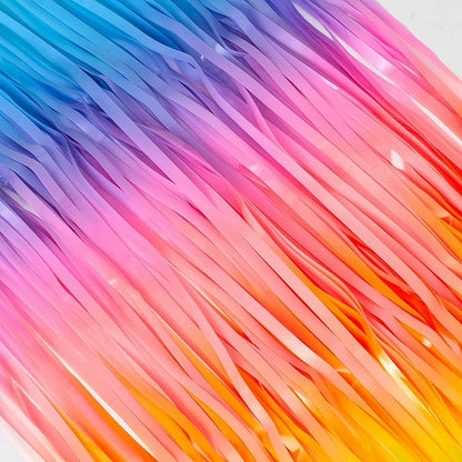 BRAVESHINE Colourful Tinsel Fringe Curtains - 2Pcs 3.2x8.2ft Holidays Photo Booths Streamers Backdrop for Christmas/New Years/Princess/Pastel/Girl/Unicorn/Birthday/Bridal Shower Party Decorations