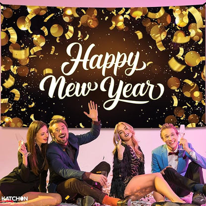 KatchOn, Happy New Year Banner 2026 - XtraLarge 72x44 Inch | Happy New Year Backdrop for Happy New Years Decorations 2026 | New Years Eve Party Supplies 2026 | NYE Banner for NYE Decorations 2026