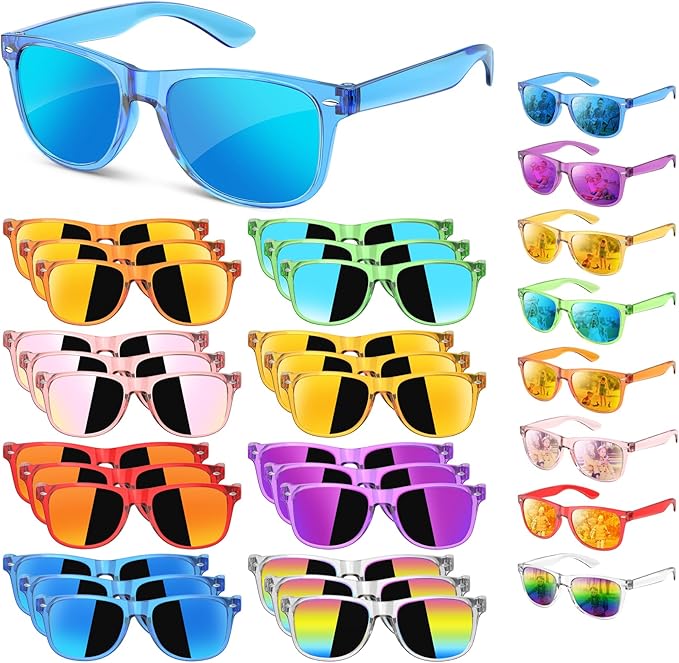 Sumsun Kids Sunglasses Bulk Party Favors, Boys Girls Sunglasses for Kids Age 3-8, UV400 Neon Glasses for Kid Pool Birthday