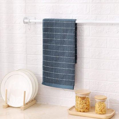 Mordimy 100% Cotton Terry Cloth Kitchen Towels, Super Soft and Absorbent Dish Towels for Drying, Checkered Designed Hand Towels for Kitchen, 16 x 26 Inches, 6 Pack, Grey