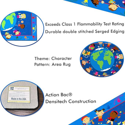 World Character Classroom Rug, 6' x 8'6" Rectangle, Educational Classroom Rug, Kids Learning Play Mat | Area Rug for Bedroom or Playroom