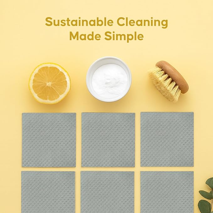 Swedish Dishcloths 12 Pack – Reusable Paper Towels, Cellulose Sponge Cloths, Washable & Super Absorbent Kitchen Dish Cloths, Biodegradable Compostable Paper Towel Alternative – Organic Origin