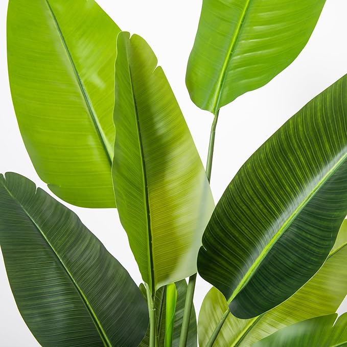 Bird of Paradise Artificial Plant 6.8FT, Faux Tropical Palm Tree with White Tall Planter, Large Fake Plants in Pot - Artificial Tree for Home Office Living Room Decor Indoor