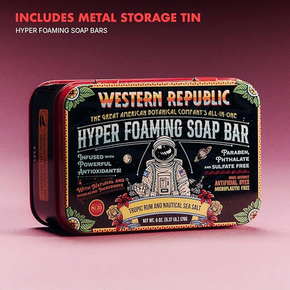 Hyper Foaming Soap Bar | Tropic Rum & Nautical Sea Salt | Ultra-Lathering Bar Soap for Men with Hydrating & Anti-Aging Ingredients | (2 Pack) | Made in USA