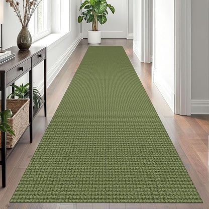 EARTHALL Runner Rug 3x12 Ft Washable Runners for Hallways Extra Long Woven Non Slip Entryway Runner Braided Kitchen Runner Indoor Outdoor Carpet Runners for Entryway, Hall, Foyers, Green
