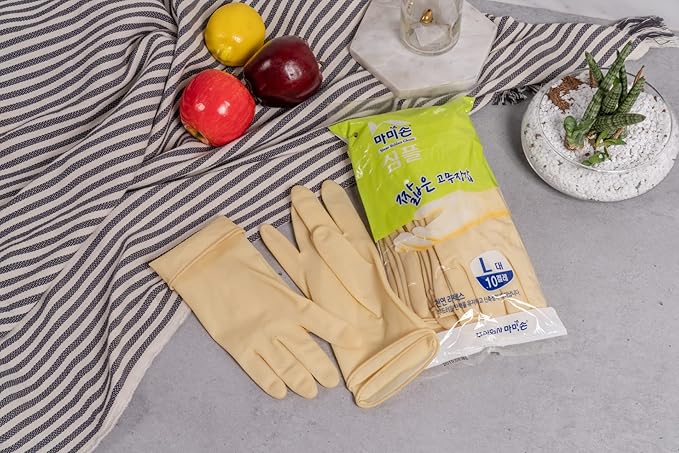 MAMISON 10 Pack Simple and Short Hands Gloves, Reusable Non-Slip Rubber Gloves Large Size