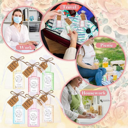Frienda 24 Set Thank You Hand Sanitizer Gift Set Appreciation Mini Travel Size Hand Sanitizers Bulk Appreciation Gift with Bag for Coworker Team Teacher Nurse Christmas Homeless Care Package Supplies