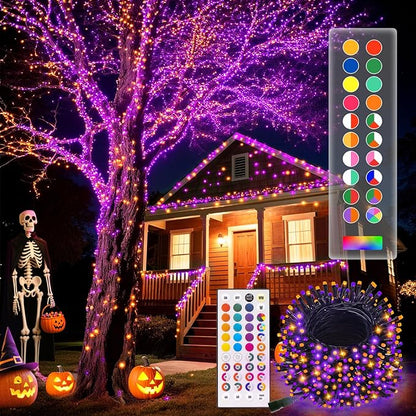 LitHome 66ft 200Led Color Changing String Lights with Remote,35 Colors RGB Christmas Lights with Timer,Dimmable Led String Light Outdoor,Xmas Tree Light Indoor Plug in for Halloween Fall Party Decor