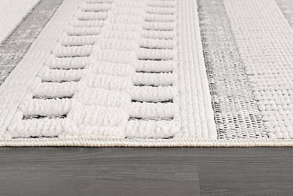 Beverly Rug Micro Loop Area Rug Gray/White 8x10 Geometric Modern Scandinavian Striped Durable Soft Indoor Rugs for Living Dining Room Office Stain Resistant Non Shedding Casual Indoor Carpet 8 x 10