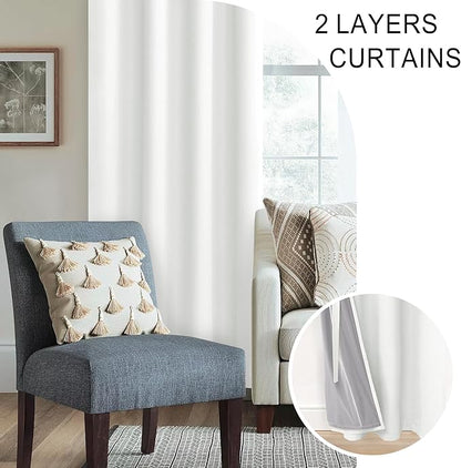 XWZO 100% Blackout Curtains 63 Inches Length with Tiebacks- Heat and Light Blocking Ring Top Window Drapes with Black Liner Backing for Bedroom/Kid's Room, Ivory, W70 x L63, Set of 2 Panels