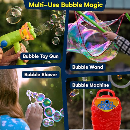 Kidzlane Bubbles Solution Refill 67.63 oz - Large and Easy-Grip Bottle for Bubble Machine, Guns, and Wands - Toddler Liquid Refill for Ages 3 and Above - Easter Basket Filler and Easter Party Favor