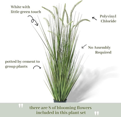 KOL 59in Artificial Veronica Spiked Speedwell Grass, 5ft Faux Veronica Spicata Flower, Tall Reed Grass for Home Office Garden Wedding Decor, Indoor Outdoor Fake Horsetail Plant, UV-Resistant, Yellow