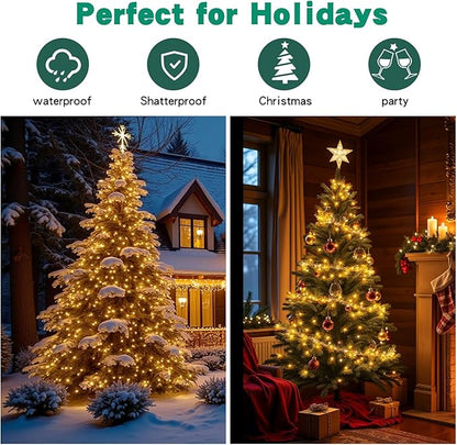 40FT Warm White Christmas String Lights, 120V 60Hz, 0.02A, 2.4W Indoor/Outdoor Holiday Decorative Lights, Perfect for Christmas Trees, Parties, and Home Décor