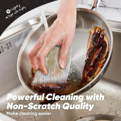 Orighty 24 Pcs Multipurpose Wire Dishwashing Rag, Non-Scratch Wire Dish Cleaning Cloths for Wet and Dry, Reusable Steel Scrubber for Kitchen, Powerful Dishcloth Rag for Cookware, Dish, Stove-7"x8"