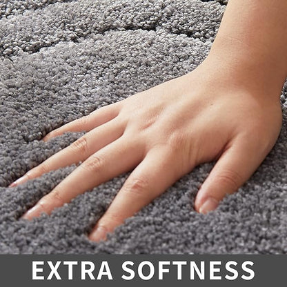 COSY HOMEER Extra Thick Bath Linen Sets Rugs for Bathroom - Anti-Slip Bath Mats Soft Plush 100% Strong Polyester Living Room Bedroom Water Absorbent(Grey,24x48 - Inches)