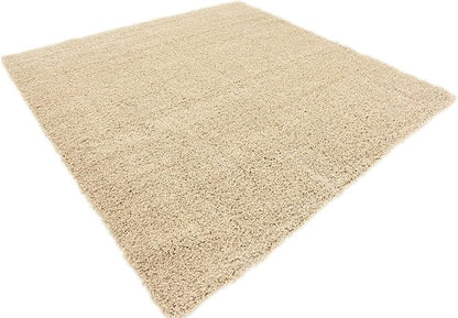 Unique Loom Solid Shag Collection Area Rug (5' 1" Square, Taupe)
