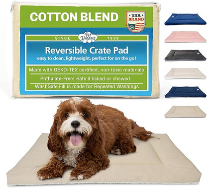 Pet Dreams Dog Crate Pad - Washable Kennel Mat, Crate Pads for Dog Cages, Non-Toxic, Flat Indoor Cat Bed, Fits iCrate 18, 24, 30, 36, 42, 48 Inches (Khaki, Large, 36")