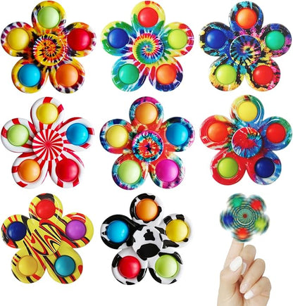 8 Pcs Fidget Spinners Pop Toys for Party Favors, Sensory Fidget Toys Bulk for Classroom Prizes, Easter Christmas Valentine Gifts for Kids Easter Basket Stuffers