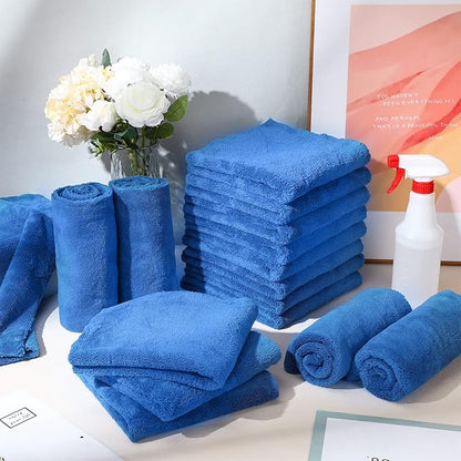 Shimeyao 30 Pcs 16 x 16 Inch Edgeless Microfiber Plush Towels for Cars Detailing Drying Wash Polishing Absorbent Cleaning Cloths, 500 GSM (16 x 16 Inch, Dark Blue, 30 Pcs)