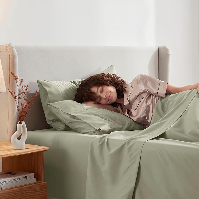 Nestl Full XL Sheet Set - Luxury 1800 Ultra-Soft Microfiber Full Extra Long Bed Sheets - Double Brushed - Deep Pockets - Easy Fit - 4 Piece Set - Bedding Sheets & Pillowcases (Full XL, Light Green)