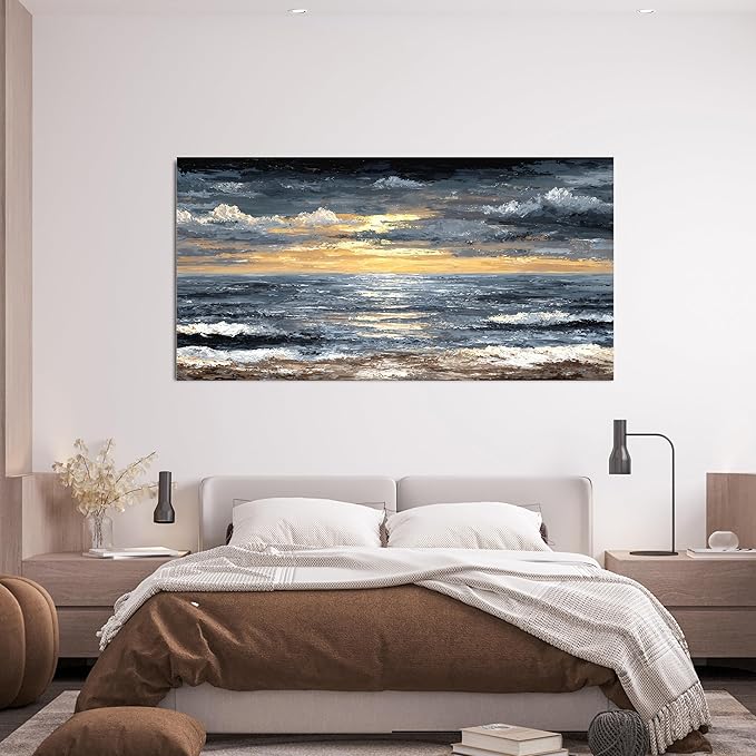 Canvas Wall Art Decor Modern Wall Art Pictures for Living Room Abstract Coastal Wall Art Prints Large Landscape Wall Art Decorations Abstract Canvas Art Wall Decor Bedroom Office Decor 24" X 48"