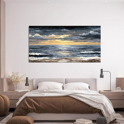 Canvas Wall Art Decor Modern Wall Art Pictures for Living Room Abstract Coastal Wall Art Prints Large Landscape Wall Art Decorations Abstract Canvas Art Wall Decor Bedroom Office Decor 24" X 48"